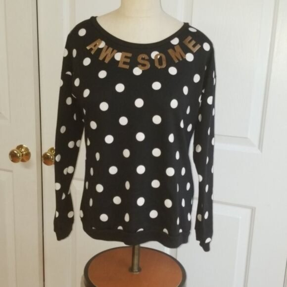 Awesome Sweater Rue21 Sweatshirt Shirt Top Polka Dots Women's Small WOMAN'S - Picture 10 of 11